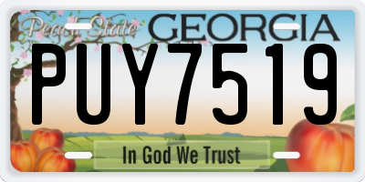 GA license plate PUY7519