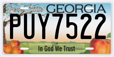GA license plate PUY7522