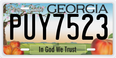 GA license plate PUY7523
