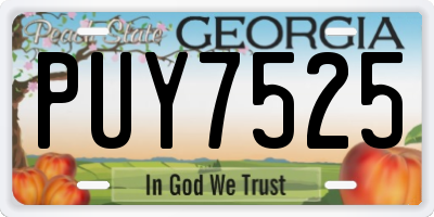 GA license plate PUY7525