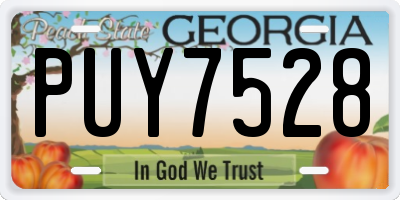 GA license plate PUY7528