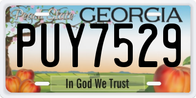 GA license plate PUY7529