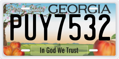 GA license plate PUY7532