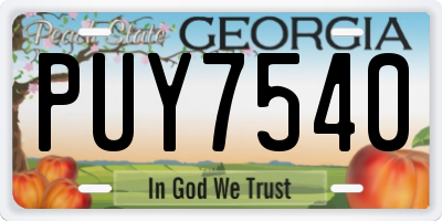 GA license plate PUY7540