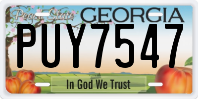 GA license plate PUY7547