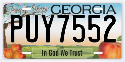 GA license plate PUY7552