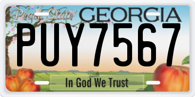 GA license plate PUY7567