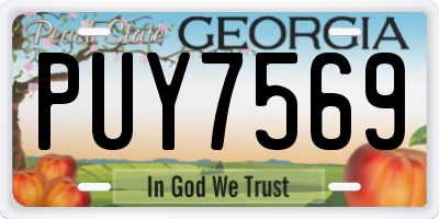 GA license plate PUY7569