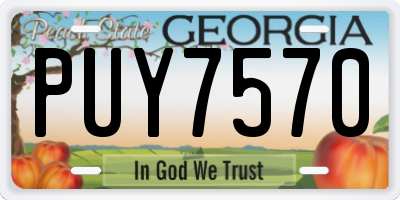 GA license plate PUY7570