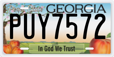 GA license plate PUY7572