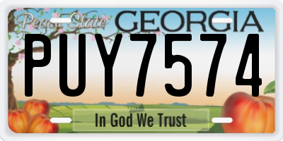 GA license plate PUY7574