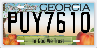 GA license plate PUY7610