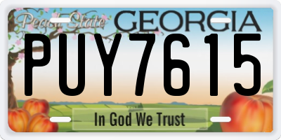GA license plate PUY7615