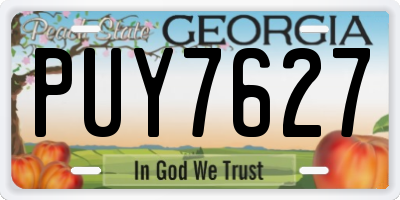 GA license plate PUY7627