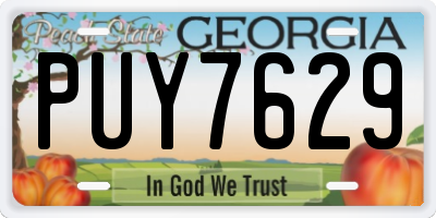 GA license plate PUY7629