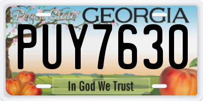 GA license plate PUY7630