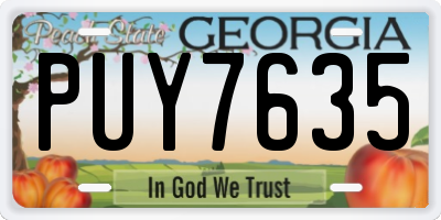 GA license plate PUY7635