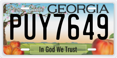 GA license plate PUY7649