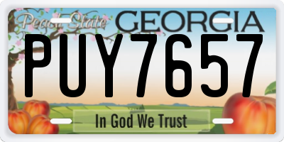 GA license plate PUY7657