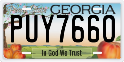 GA license plate PUY7660