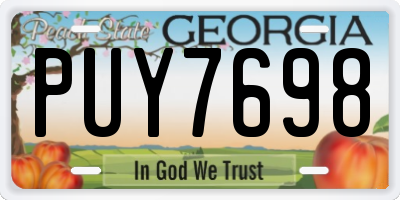 GA license plate PUY7698