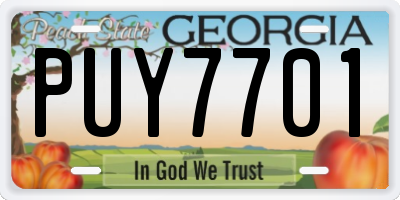 GA license plate PUY7701