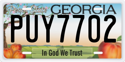 GA license plate PUY7702