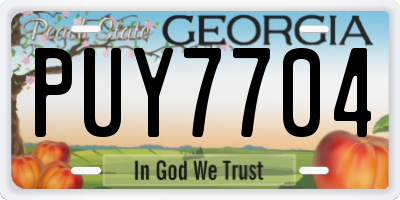 GA license plate PUY7704