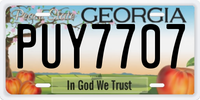 GA license plate PUY7707