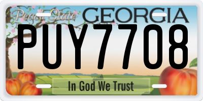 GA license plate PUY7708