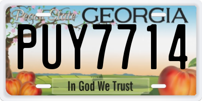 GA license plate PUY7714