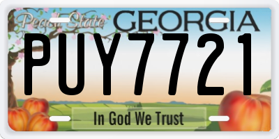 GA license plate PUY7721