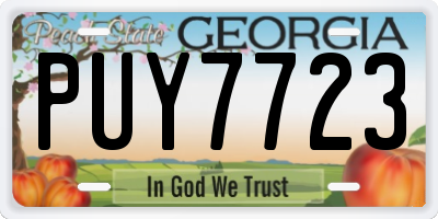 GA license plate PUY7723