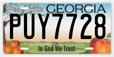 GA license plate PUY7728