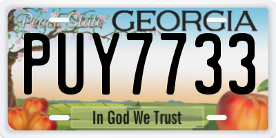 GA license plate PUY7733
