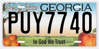 GA license plate PUY7740