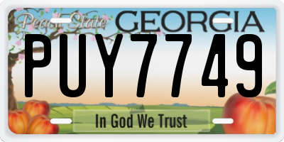 GA license plate PUY7749