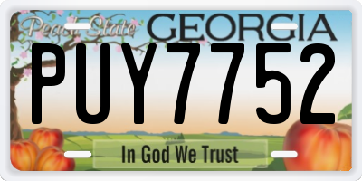 GA license plate PUY7752