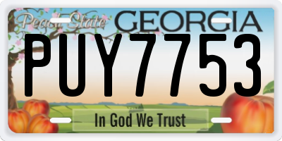 GA license plate PUY7753