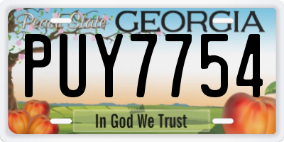 GA license plate PUY7754