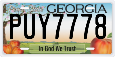GA license plate PUY7778