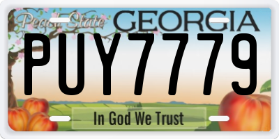 GA license plate PUY7779