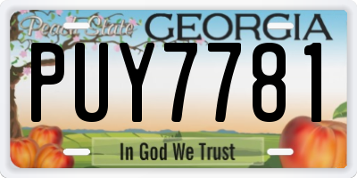 GA license plate PUY7781