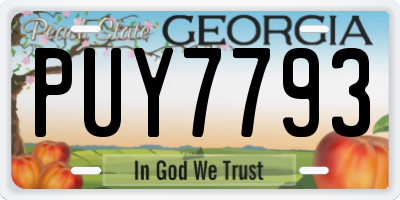 GA license plate PUY7793