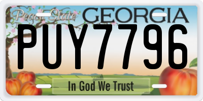 GA license plate PUY7796