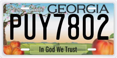 GA license plate PUY7802