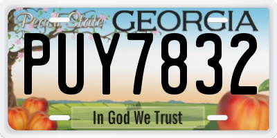GA license plate PUY7832