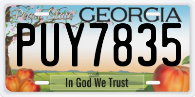 GA license plate PUY7835