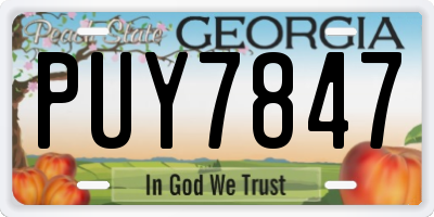 GA license plate PUY7847
