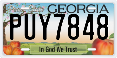 GA license plate PUY7848